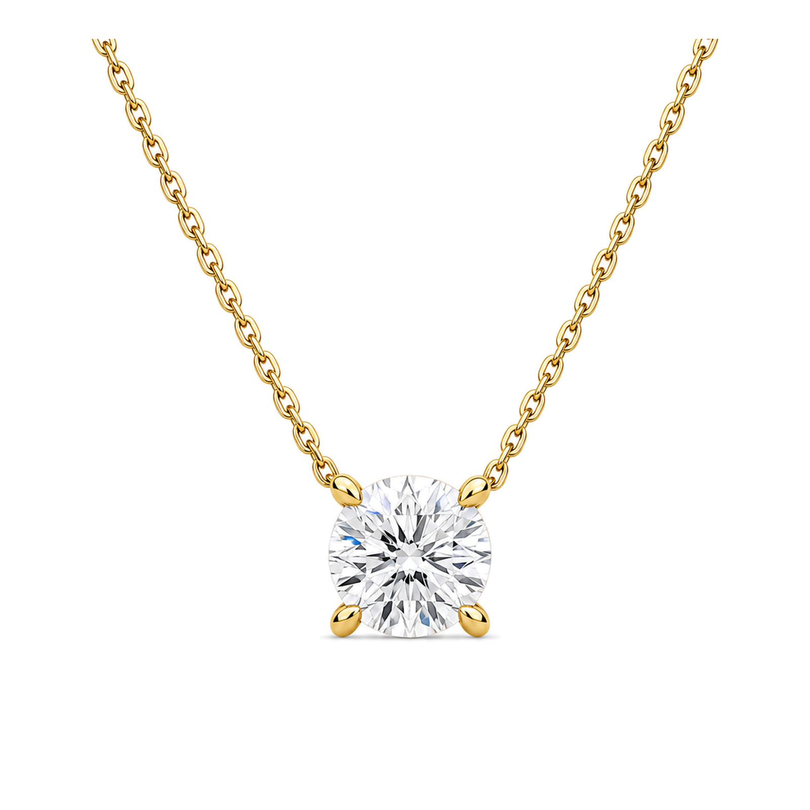 Solenne Solitaire Lab Grown Diamond Necklace in 14K Yellow Gold