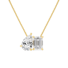Aviana Pear & Emerald Toi Et Moi Diamond Necklace in 14K Yellow Gold