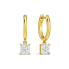 Cerelia Solitaire Drop Huggie Hoop Lab Grown Diamond Hoop Earrings in 18K Yellow Gold