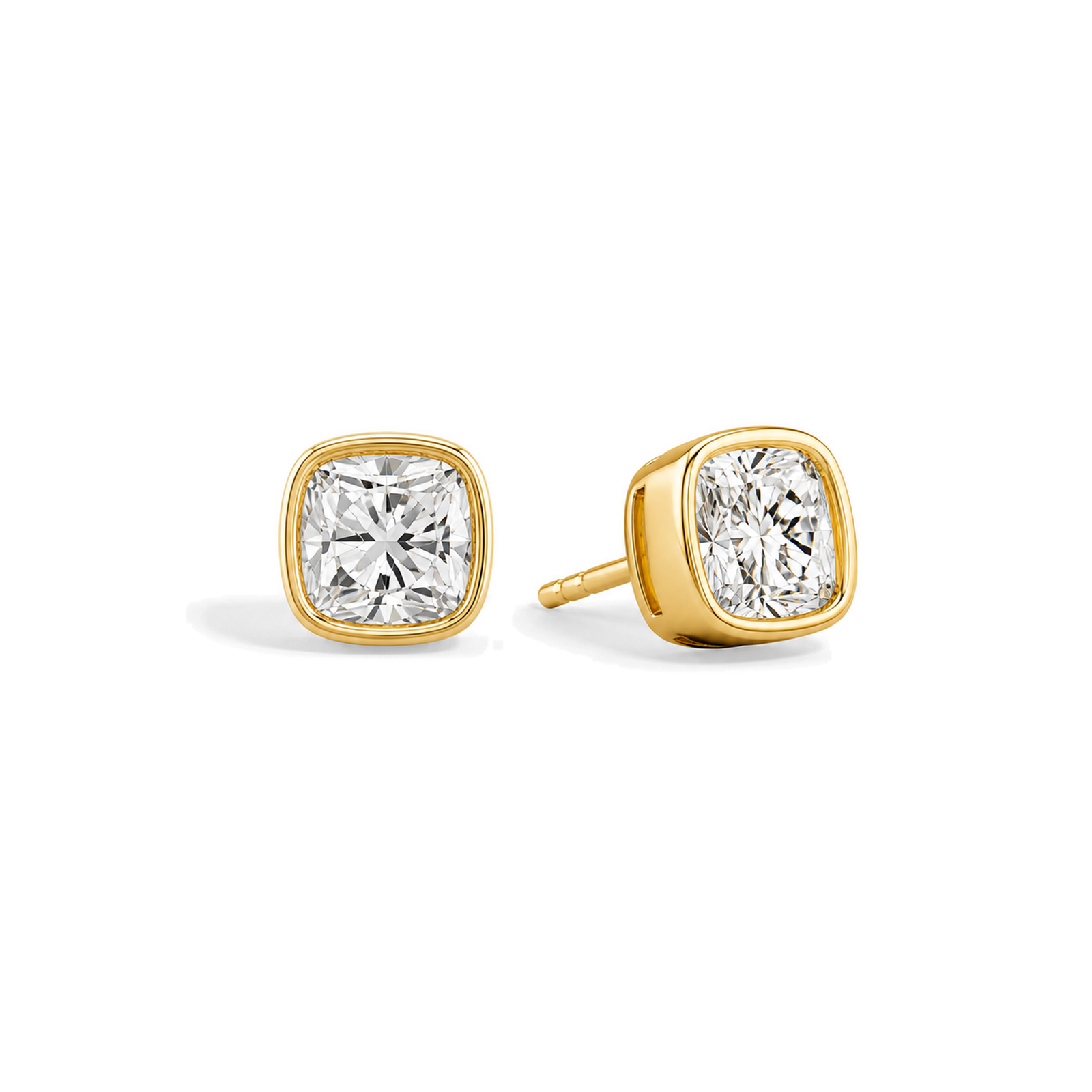 Jolie Bezel Solitaire Lab Grown Diamond Stud Earrings in 18K Yellow Gold