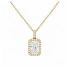 Leona Halo Accented Bail Lab Grown Diamond Pendant Necklace in 14K Yellow Gold