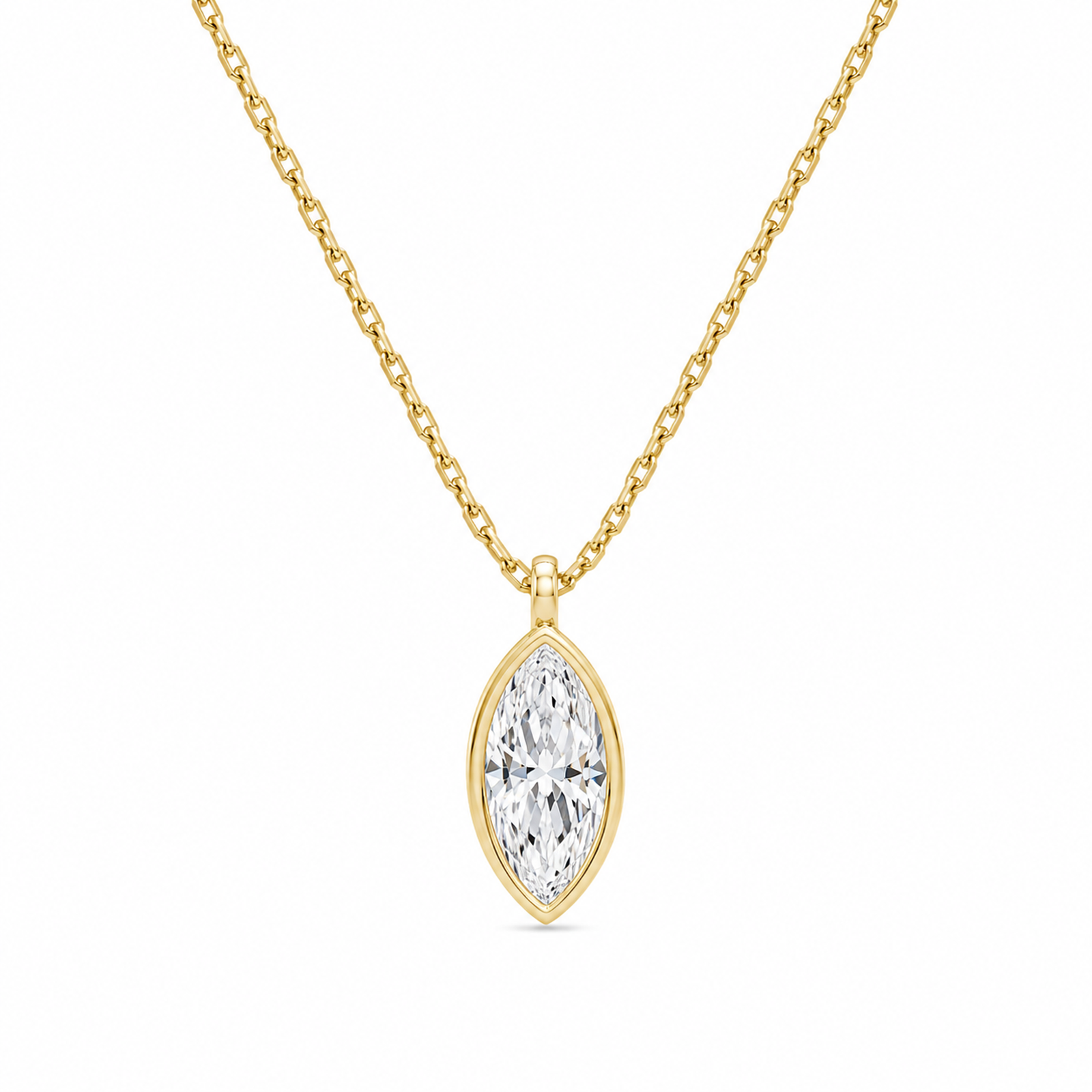 Stellaire Bezel Solitaire Lab Grown Diamond Pendant Necklace in 18K Yellow Gold