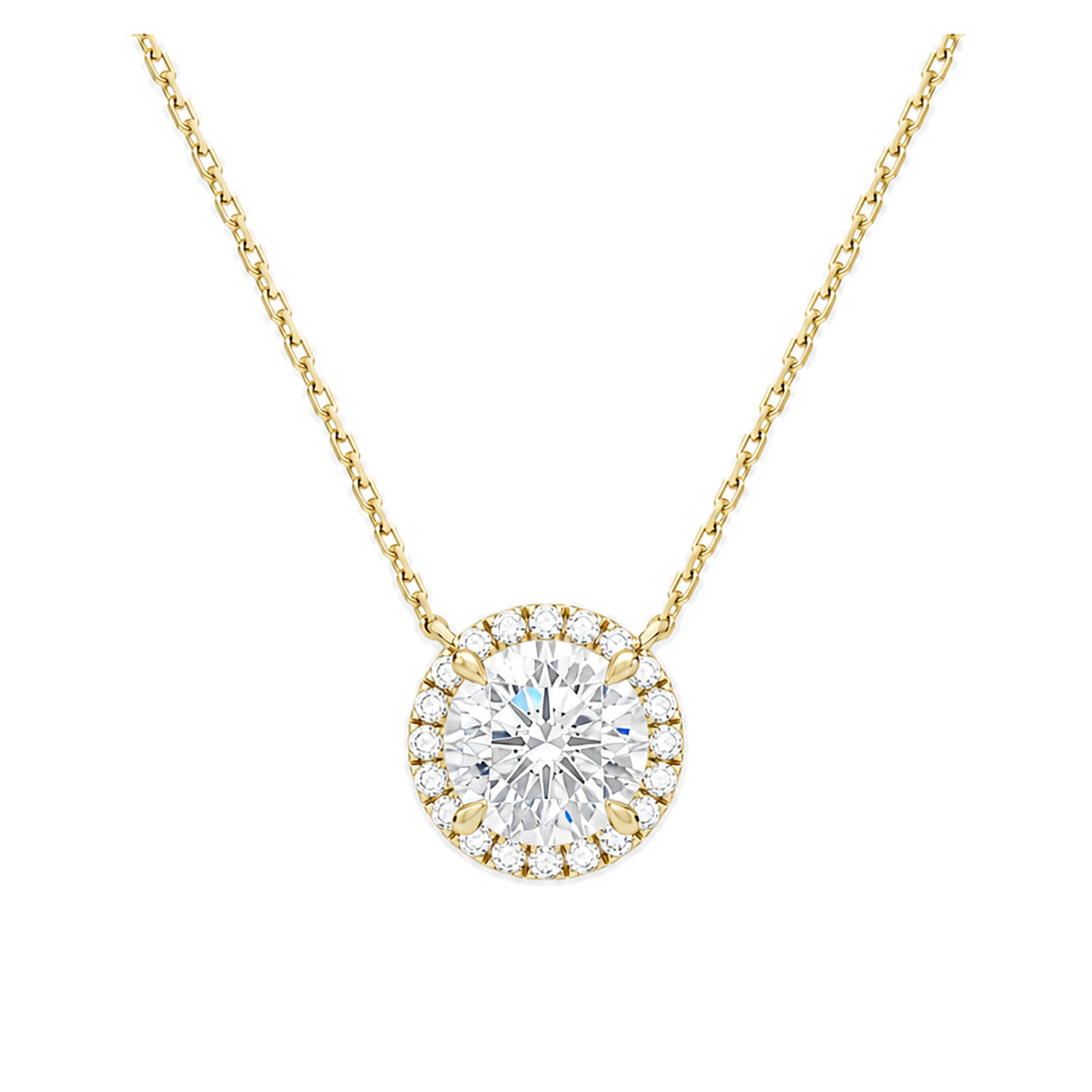 Jessa Halo Lab Grown Diamond Necklace in 14K Yellow Gold