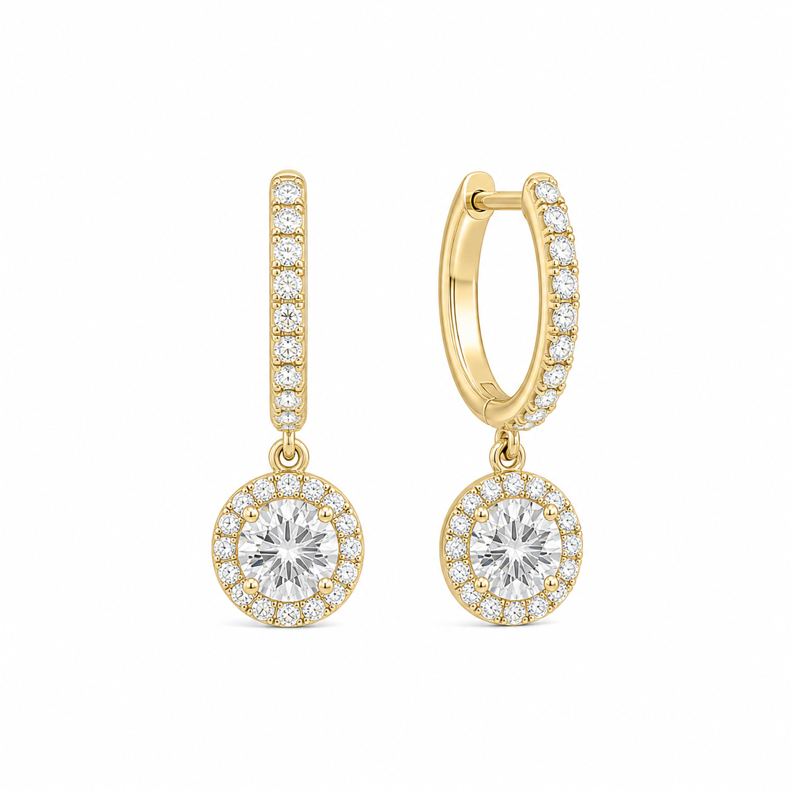 Bellamy Luxe Drop Huggie Hoop Lab Grown Diamond Hoop Earrings in 14K Yellow Gold