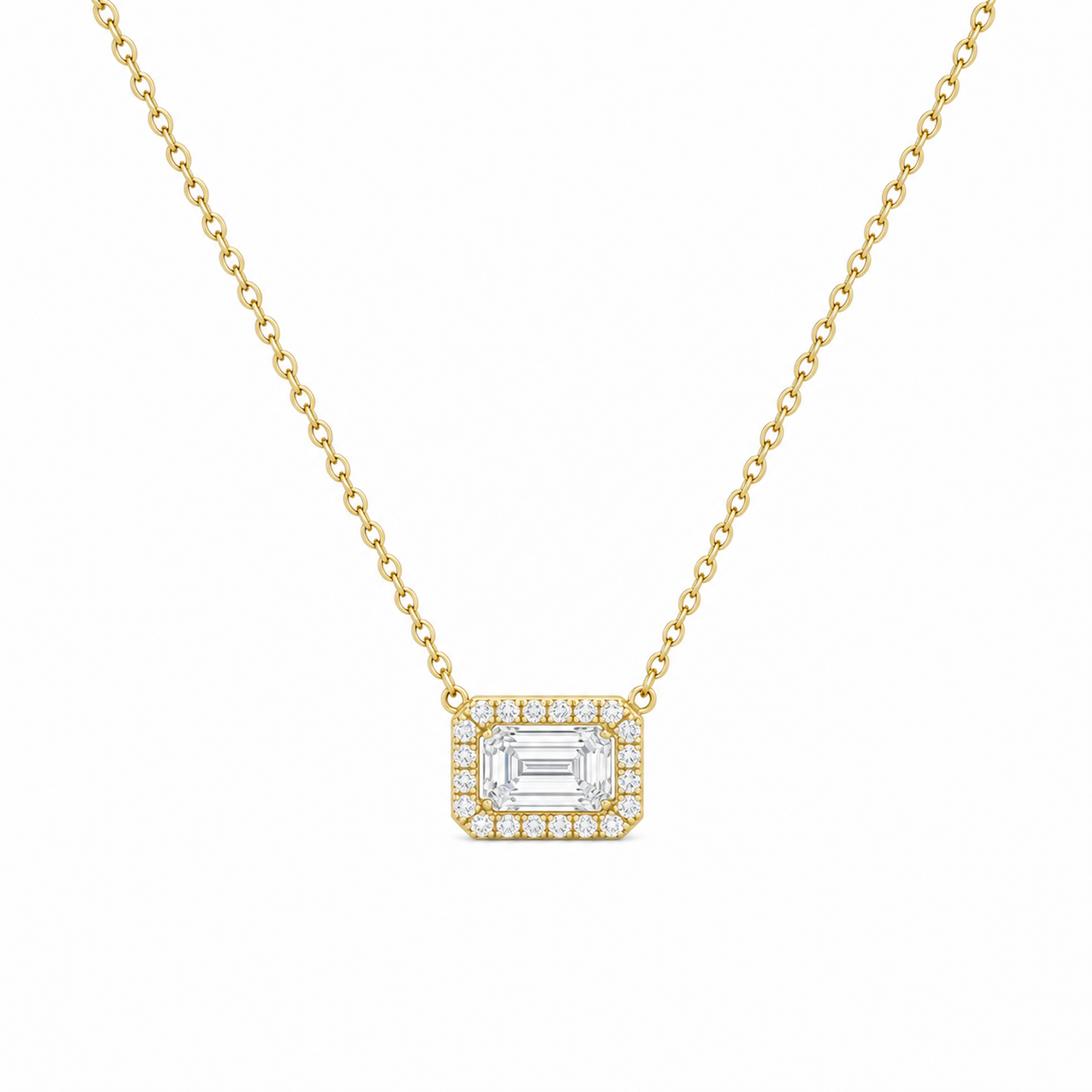 Jessa Halo Lab Grown Diamond Necklace in 14K Yellow Gold