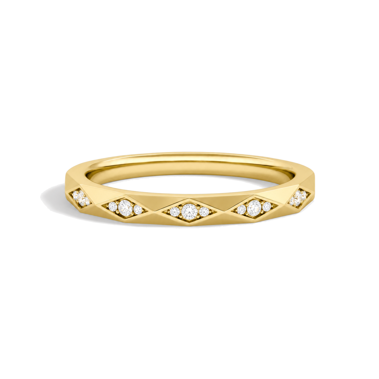Cora Adorned Faceted Lab Grown Diamond Ring in 18K Yellow Gold