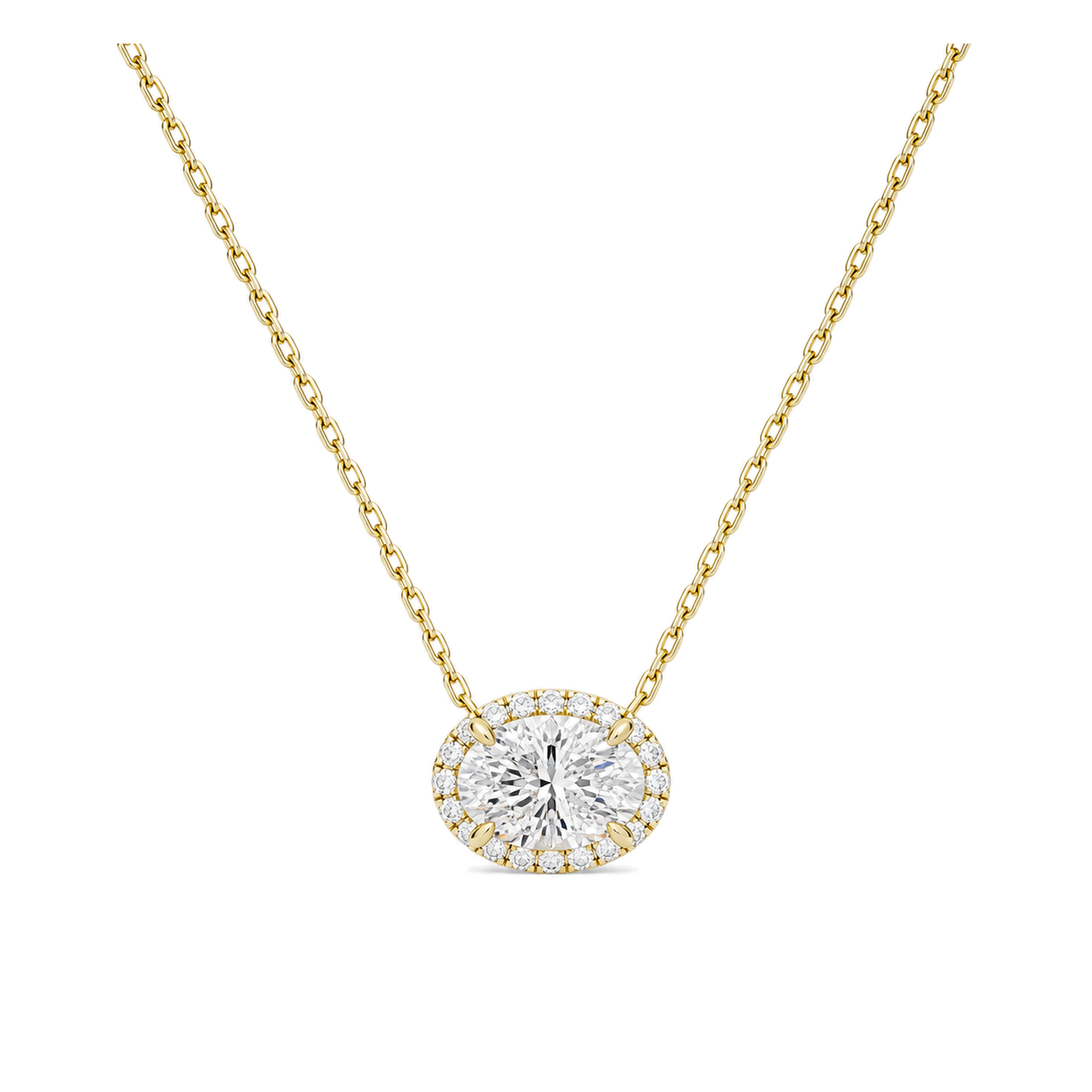 Jessa Halo Lab Grown Diamond Necklace in 14K Yellow Gold