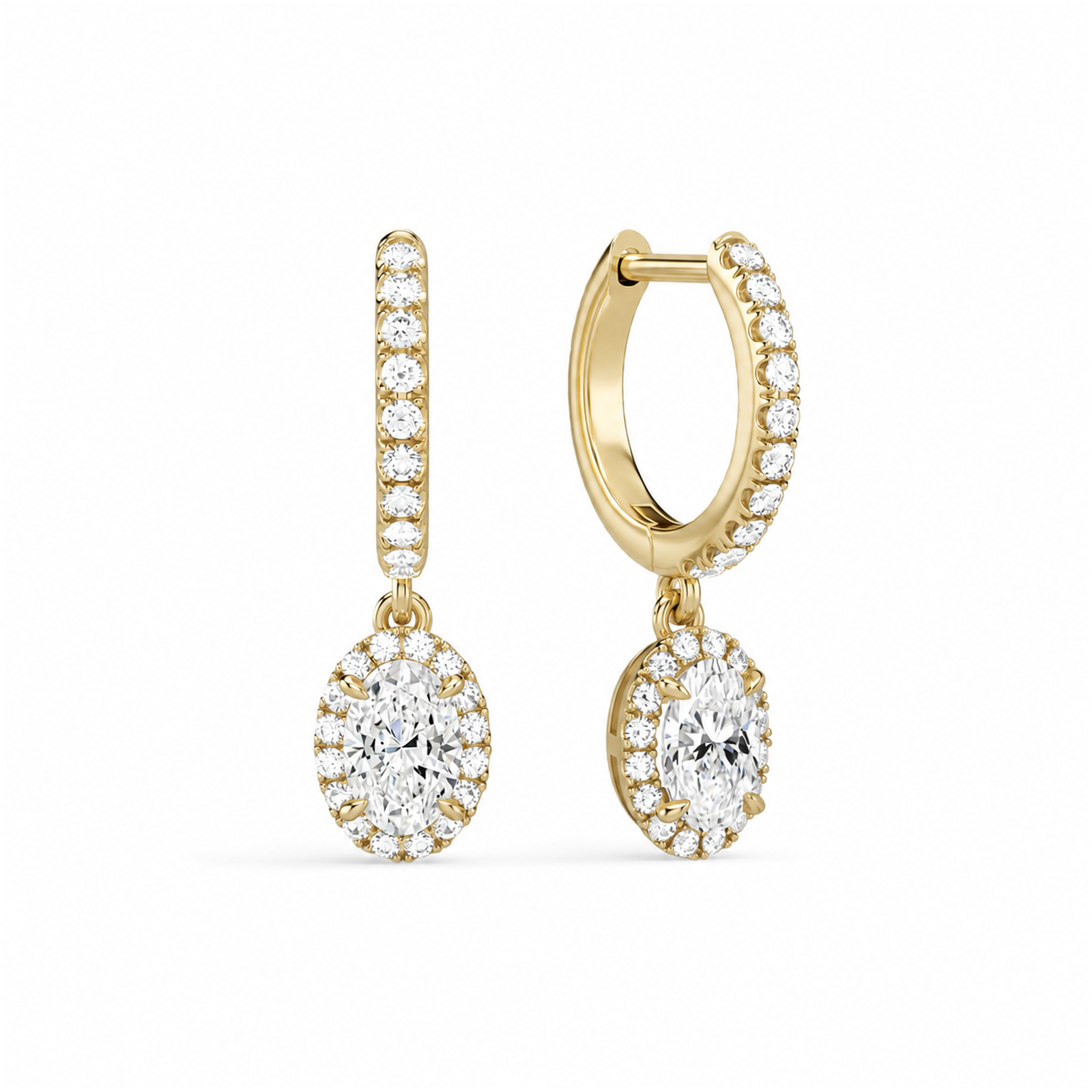 Bellamy Luxe Drop Huggie Hoop Lab Grown Diamond Hoop Earrings in 18K Yellow Gold