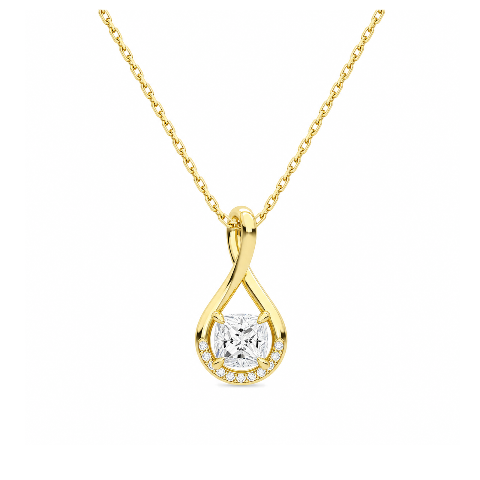 Nelle Accented Twist Lab Grown Diamond Pendant Necklace in 14K Yellow Gold