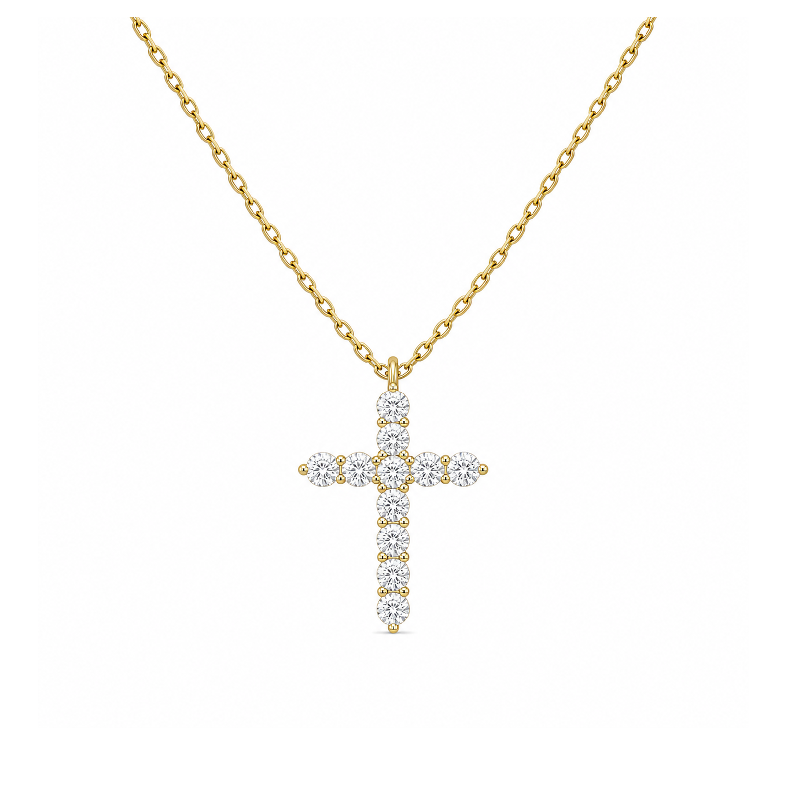 Nerissa Cross Lab Grown Diamond Pendant Necklace in 14K Yellow Gold
