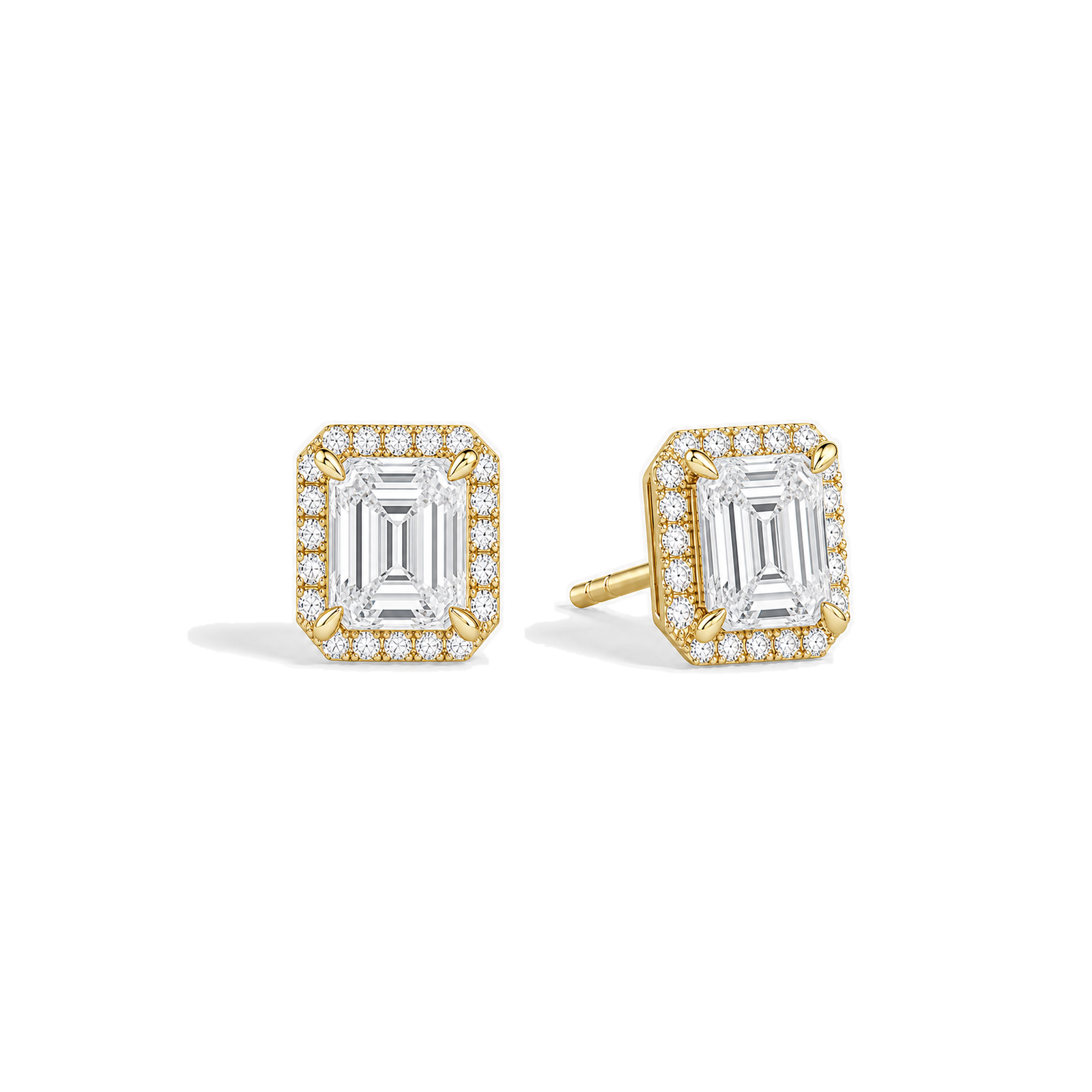Seren Halo Lab Grown Diamond Stud Earrings in 14K Yellow Gold