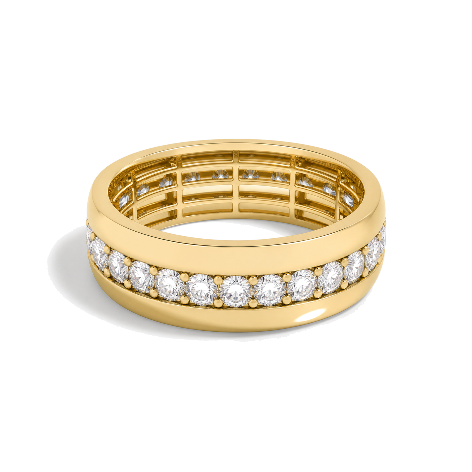 Brisa Men's Channel Eternity Lab Grown Diamond Wedding Band in 14K Yellow Gold