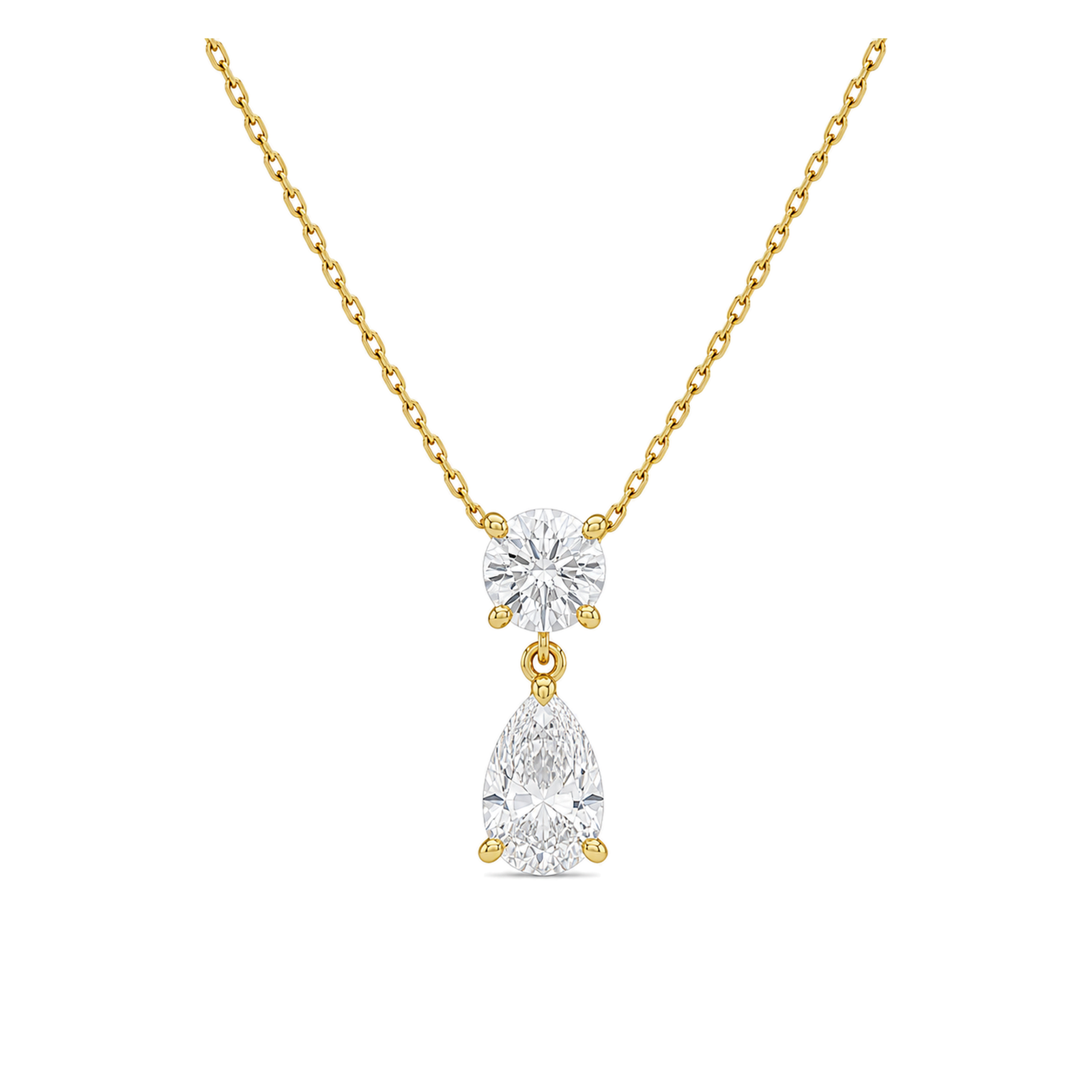 Valora Duo Drop Lab Grown Diamond Necklace in 18K Yellow Gold