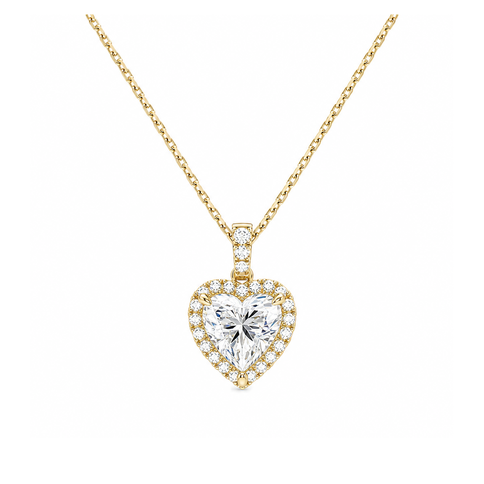 Leona Halo Accented Bail Lab Grown Diamond Pendant Necklace in 14K Yellow Gold