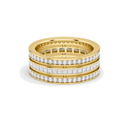 Doria Deco Three Row Eternity Lab Grown Diamond Wedding Band in 18K Yellow Gold