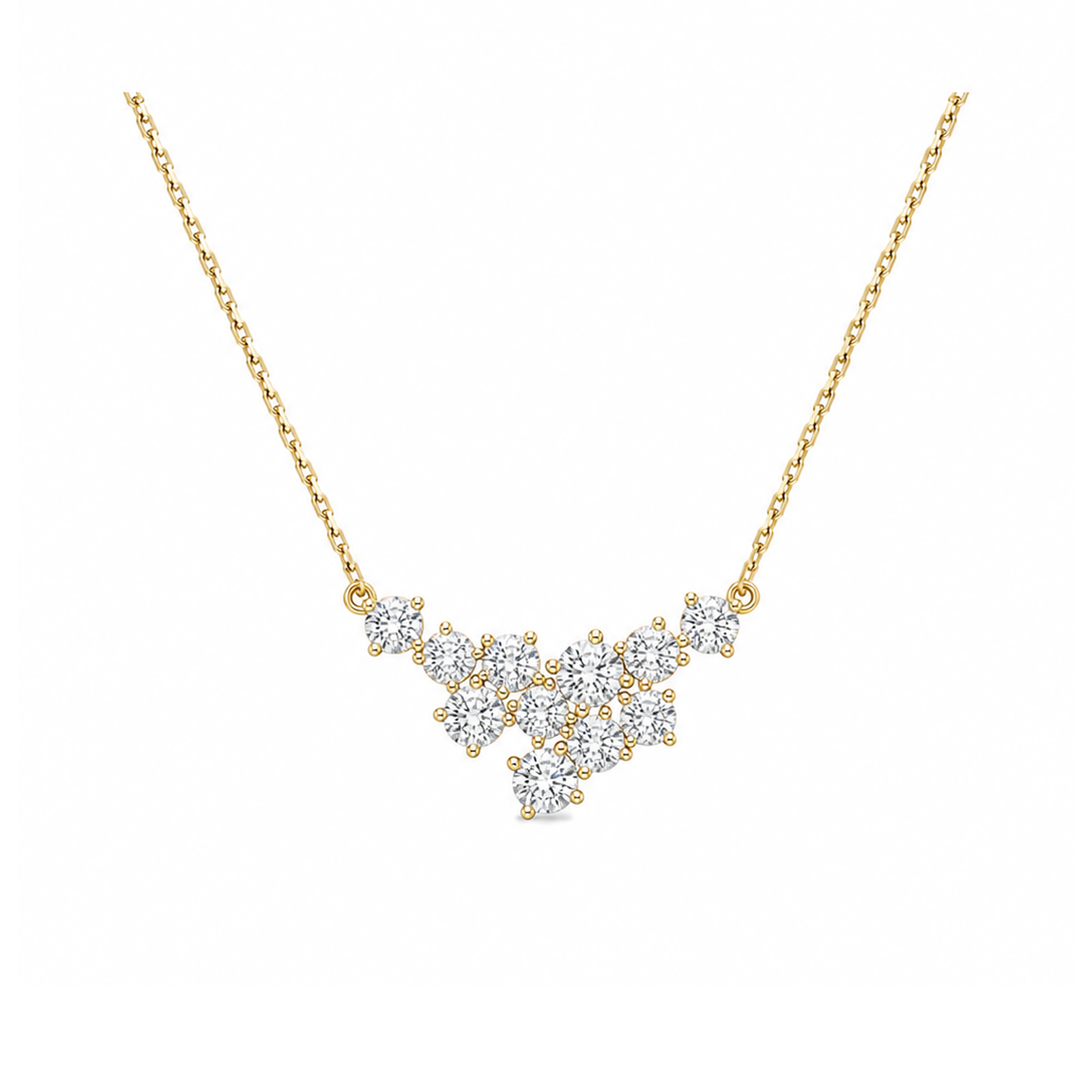 Estelle Sparkling Cluster Lab Grown Diamond Necklace in 18K Yellow Gold