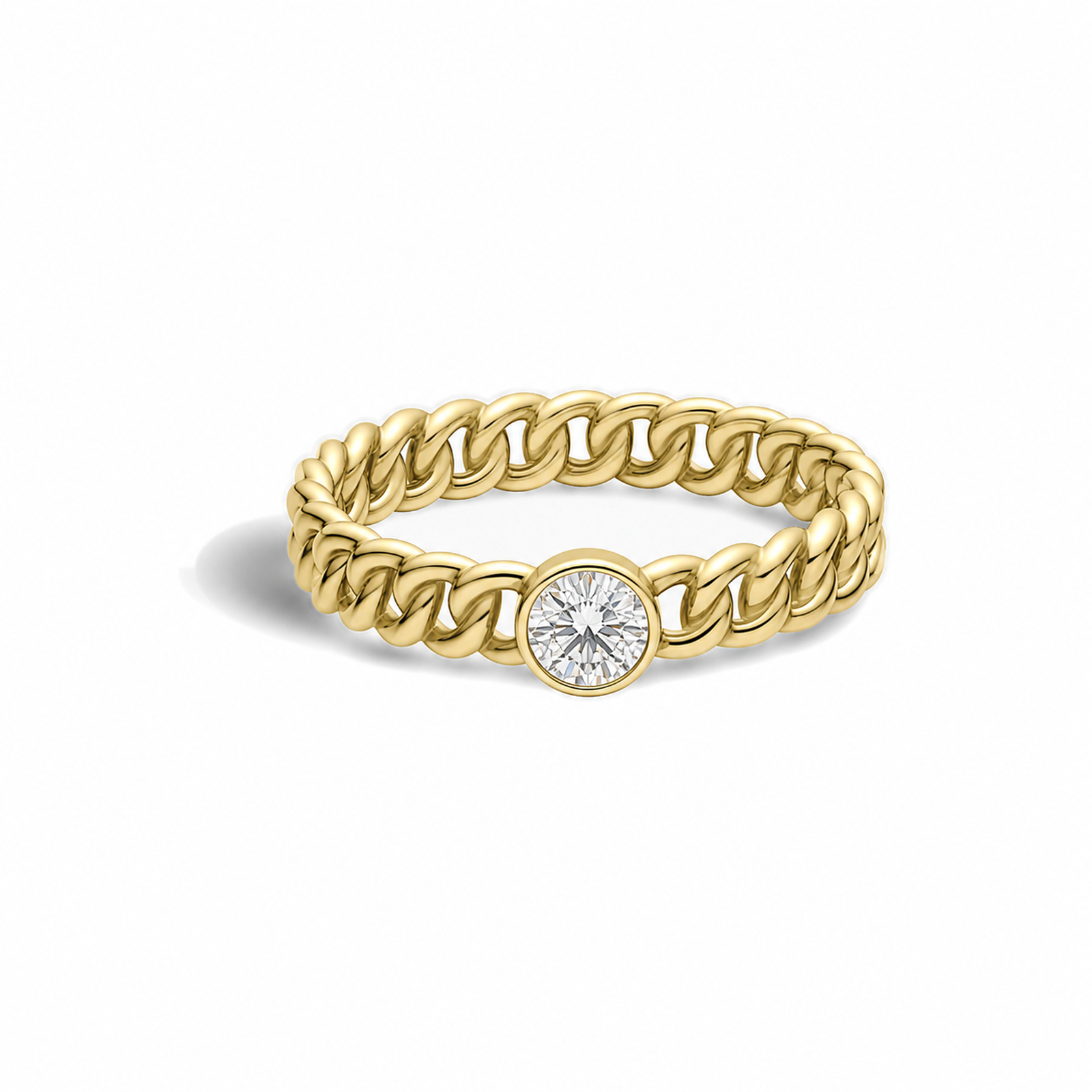 Nadia Cuban Bezel Stacking Lab Grown Diamond Ring in 18K Yellow Gold