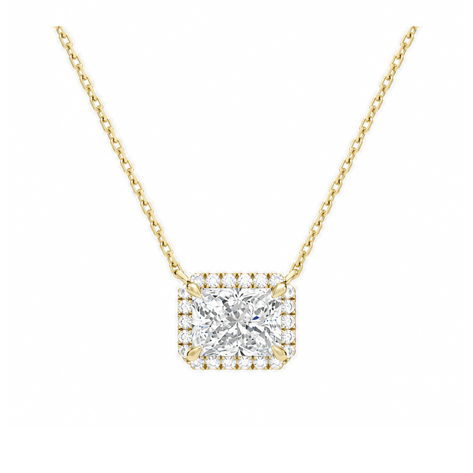 Jessa Halo Lab Grown Diamond Necklace in 14K Yellow Gold