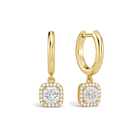 Allegra Halo Drop Huggie Hoop Lab Grown Diamond Hoop Earrings in 14K Yellow Gold