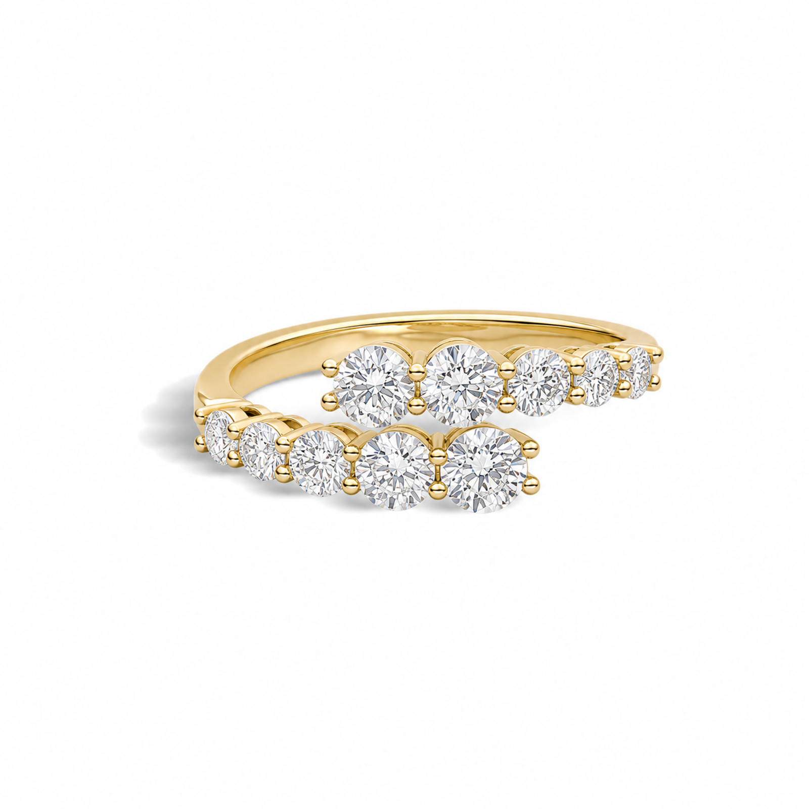 Elodie Graduated Bypass Lab Grown Diamond Ring in 18K Yellow Gold