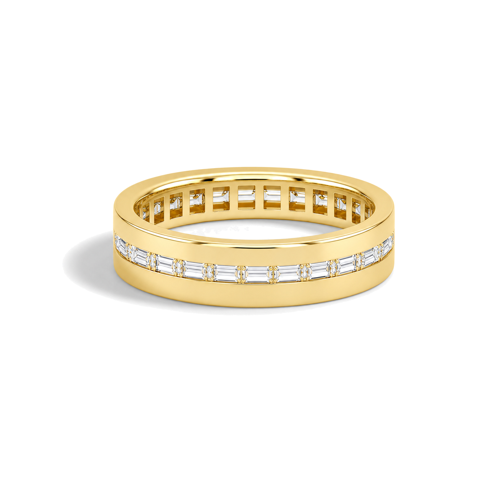 Arden East-West Channel Baguette Lab Grown Diamond Wedding Band in 18K Yellow Gold