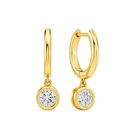 Giselle Bezel Drop Huggie Hoop Lab Grown Diamond Hoop Earrings in 18K Yellow Gold