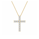 Aurette Prong Cross Lab Grown Diamond Pendant Necklace in 14K Yellow Gold
