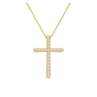 Yara French Pave Cross Lab Grown Diamond Pendant Necklace in 18K Yellow Gold