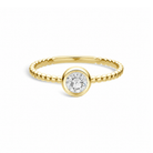 Mira Delicate Beaded Bezel Solitaire Lab Grown Diamond Ring in 18K Yellow Gold