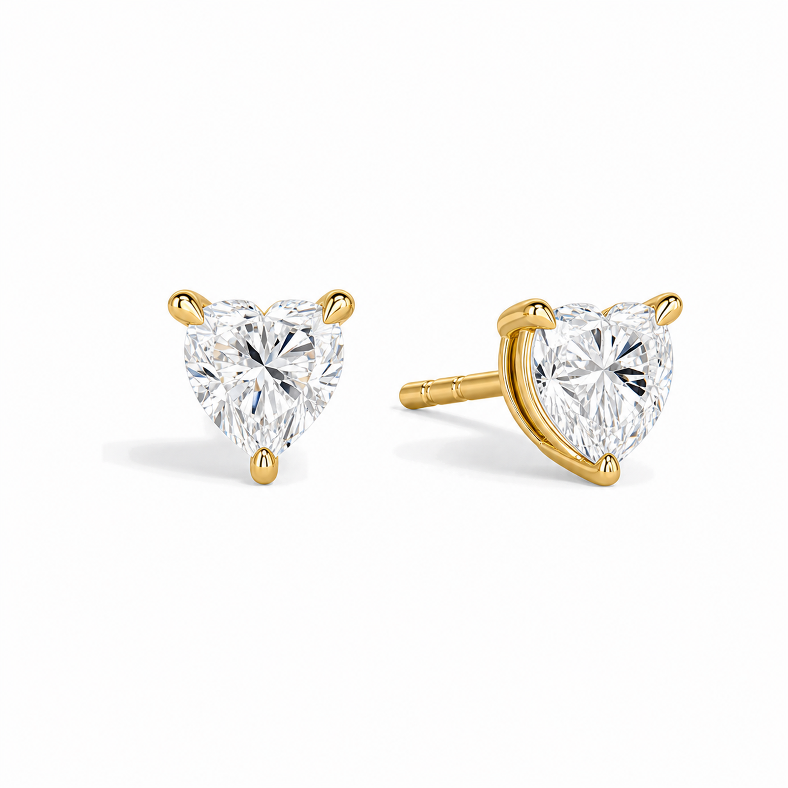 Eira Solitaire 4-Prong Lab Grown Diamond Stud Earrings in 14K Yellow Gold
