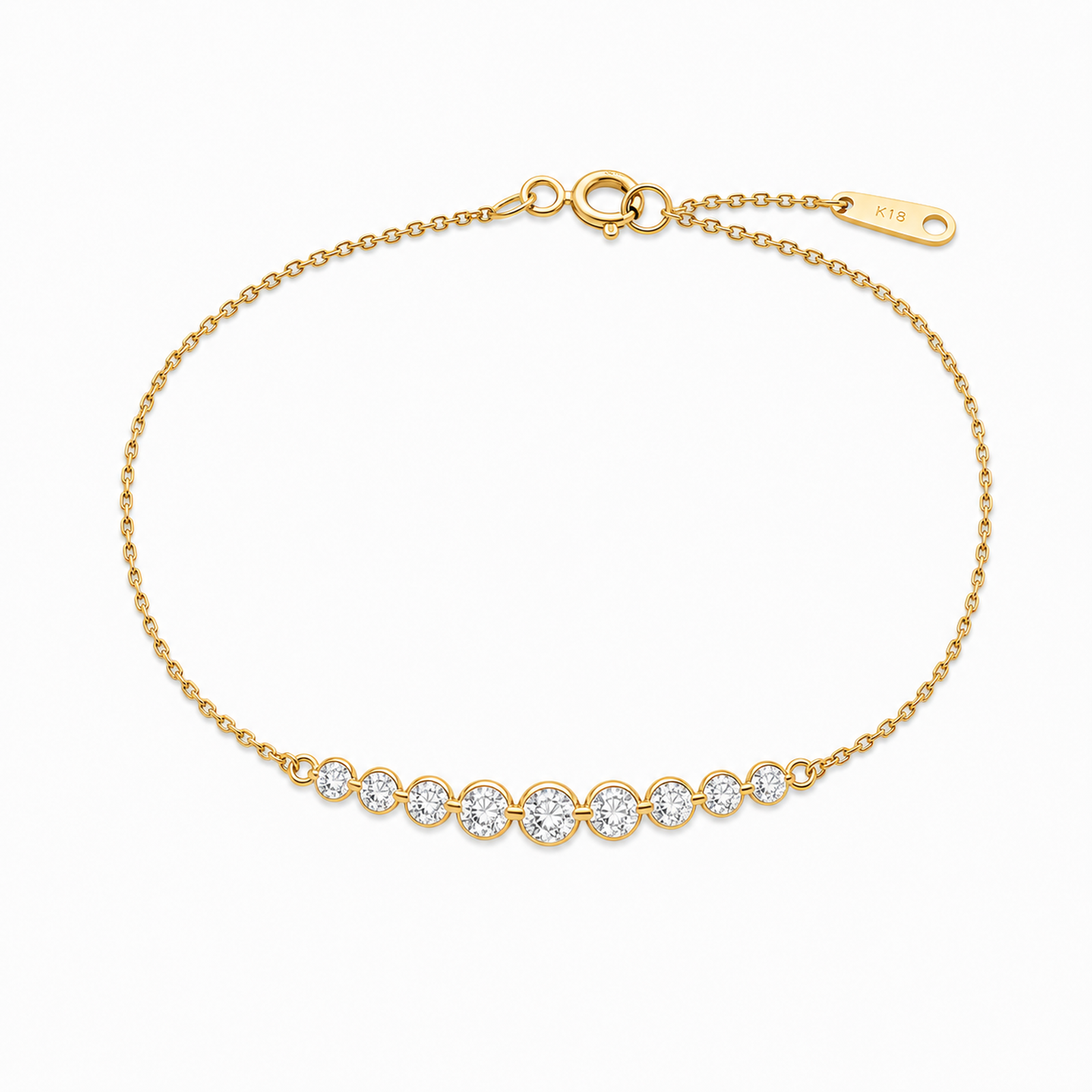 Aveline Brilliant Graduated Curve Lab Grown Diamond Bracelet in 14K Yellow Gold