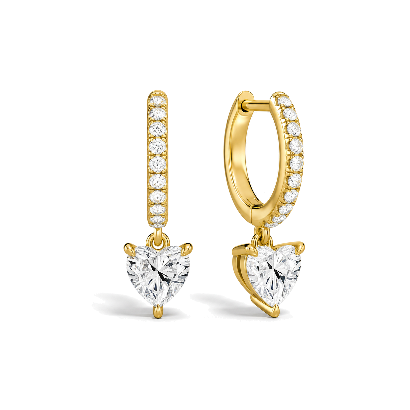Fiorella Accented Drop Huggie Hoop Lab Grown Diamond Hoop Earrings in 14K Yellow Gold