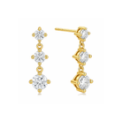 Novella Three Stone Graduated Fancy Drop Lab Grown Diamond Stud Earrings in 14K Yellow Gold