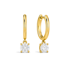 Cerelia Solitaire Drop Huggie Hoop Lab Grown Diamond Hoop Earrings in 14K Yellow Gold