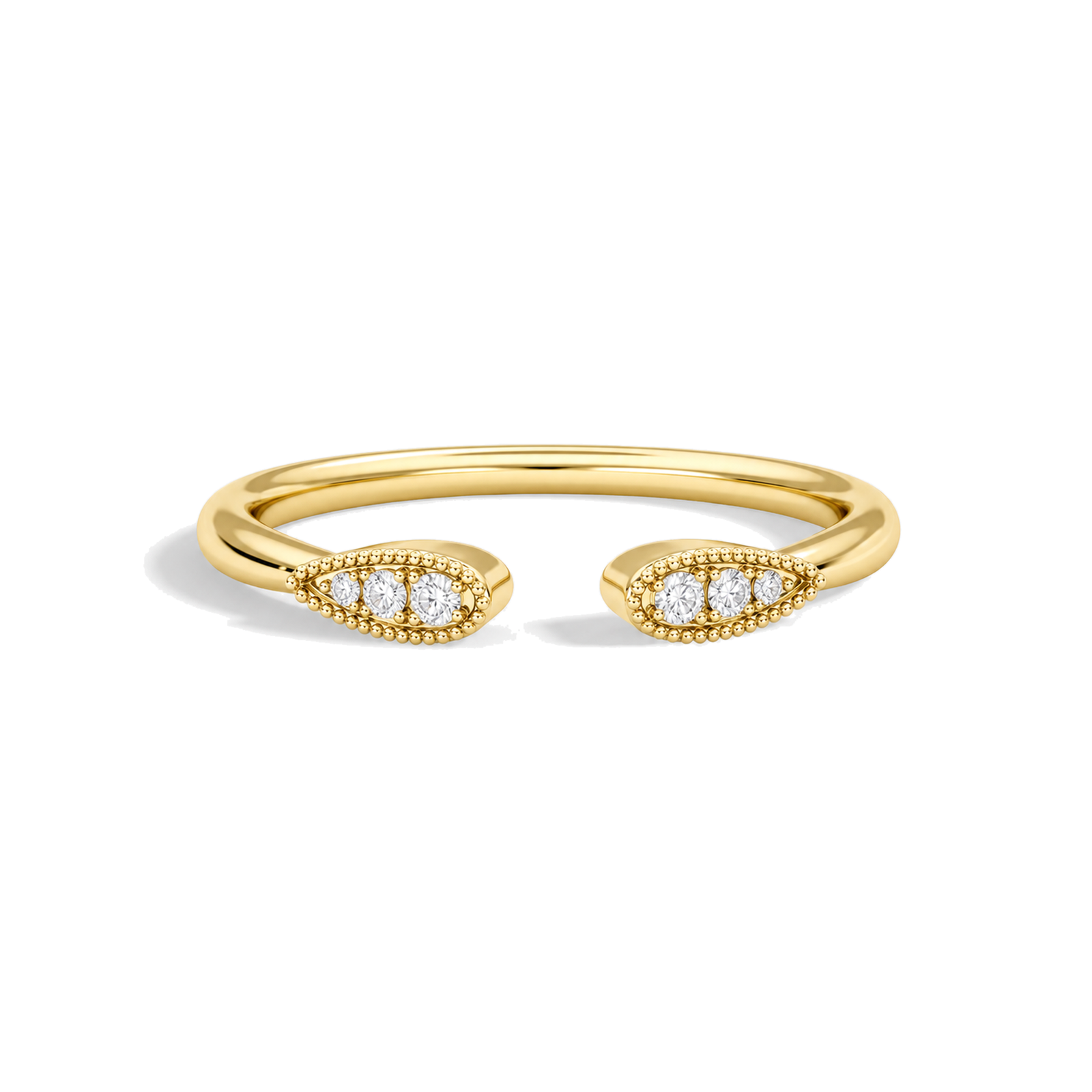 Flora Vintage Inspired Milgrain Open Lab Grown Diamond Ring in 14K Yellow Gold