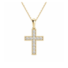 Rivka Bead Bright Cross Lab Grown Diamond Pendant Necklace in 14K Yellow Gold