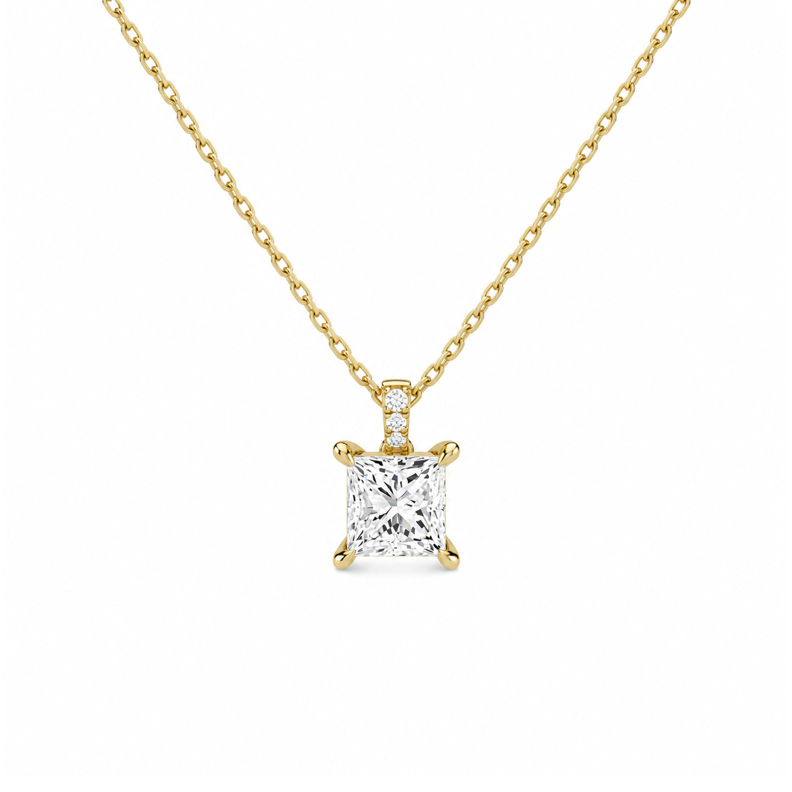 Maeva Accented Bail Lab Grown Diamond Pendant Necklace in 18K Yellow Gold