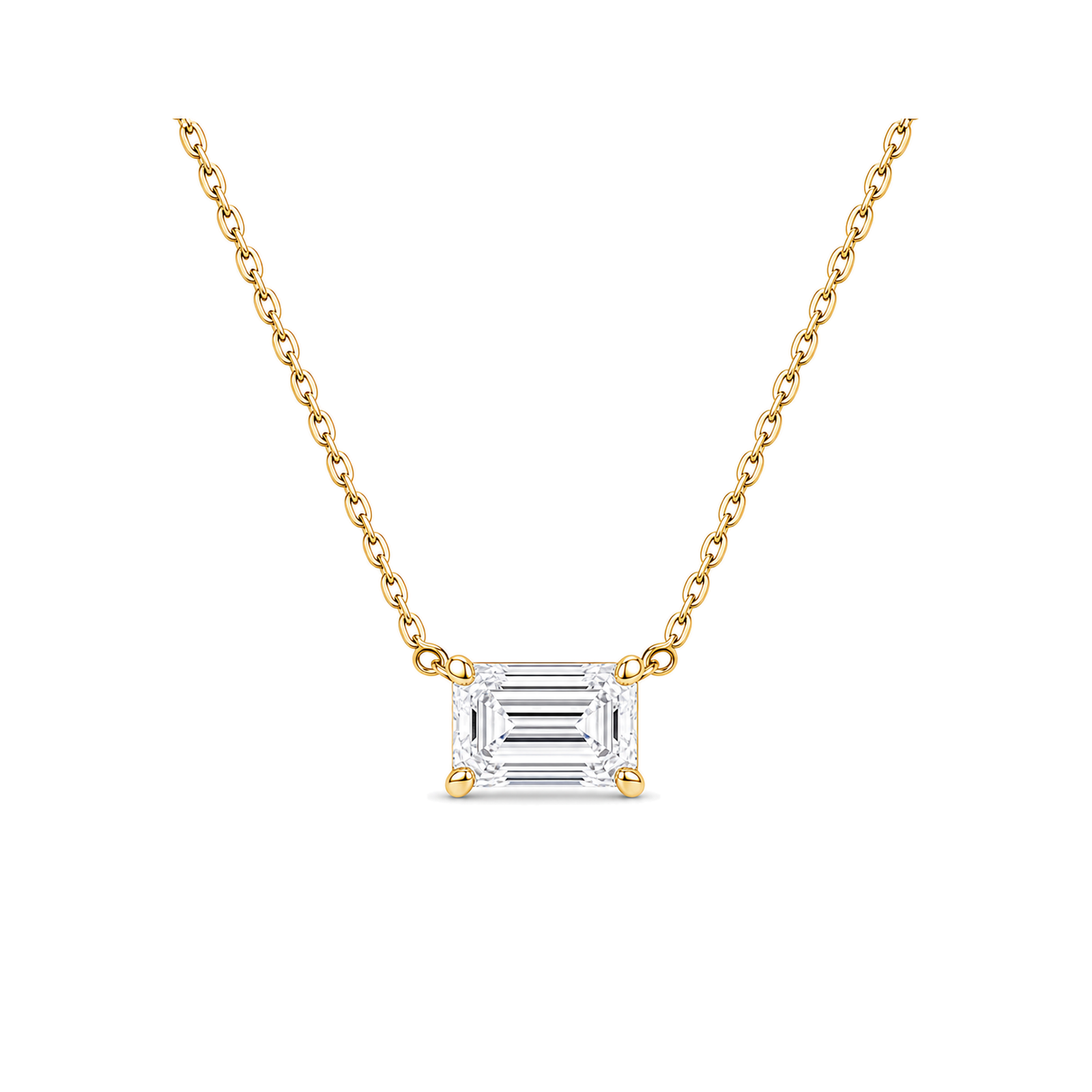 Solenne Solitaire Lab Grown Diamond Necklace in 18K Yellow Gold