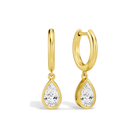 Giselle Bezel Drop Huggie Hoop Lab Grown Diamond Hoop Earrings in 14K Yellow Gold