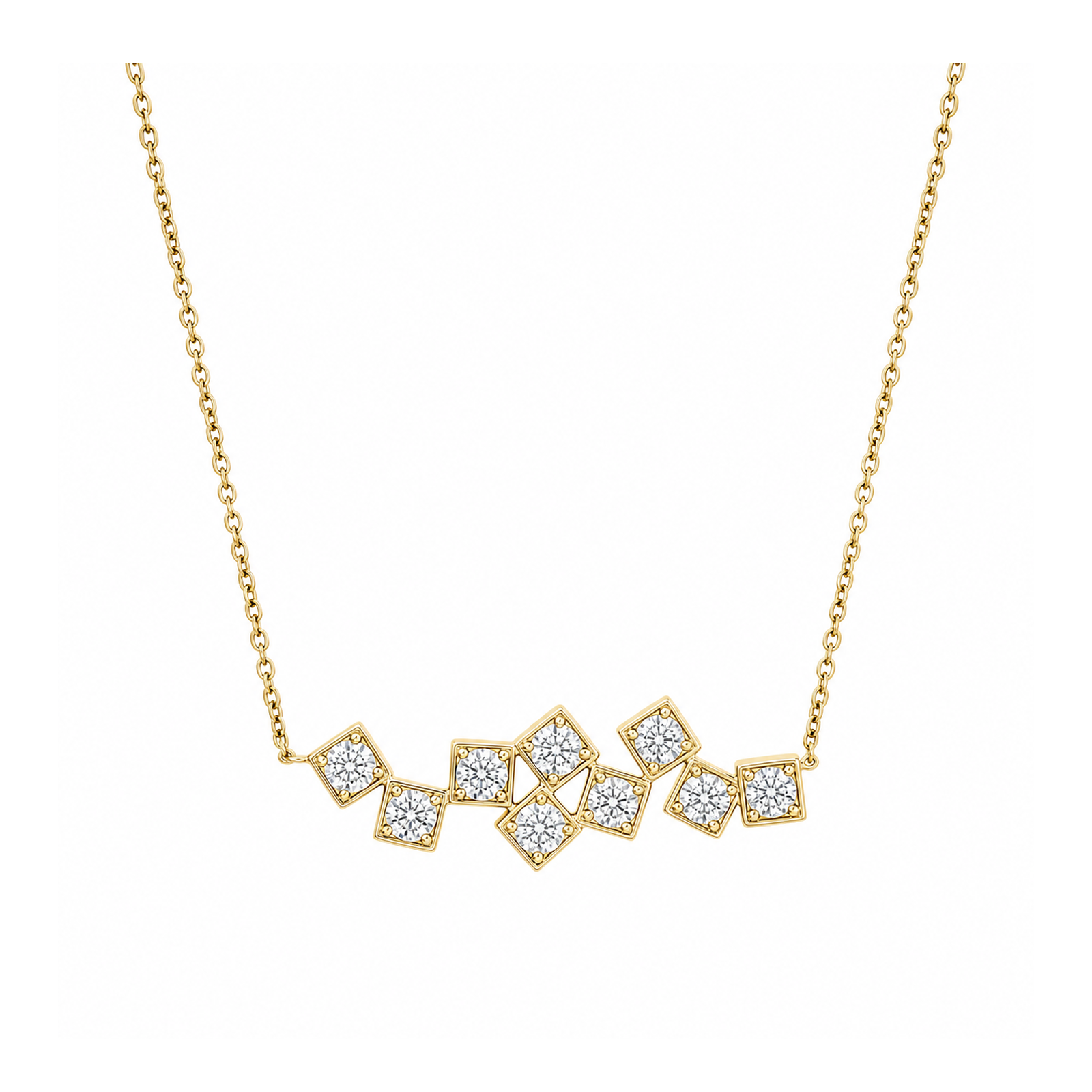 Tindra Ensemble Brilliant Link Lab Grown Diamond Necklace in 18K Yellow Gold