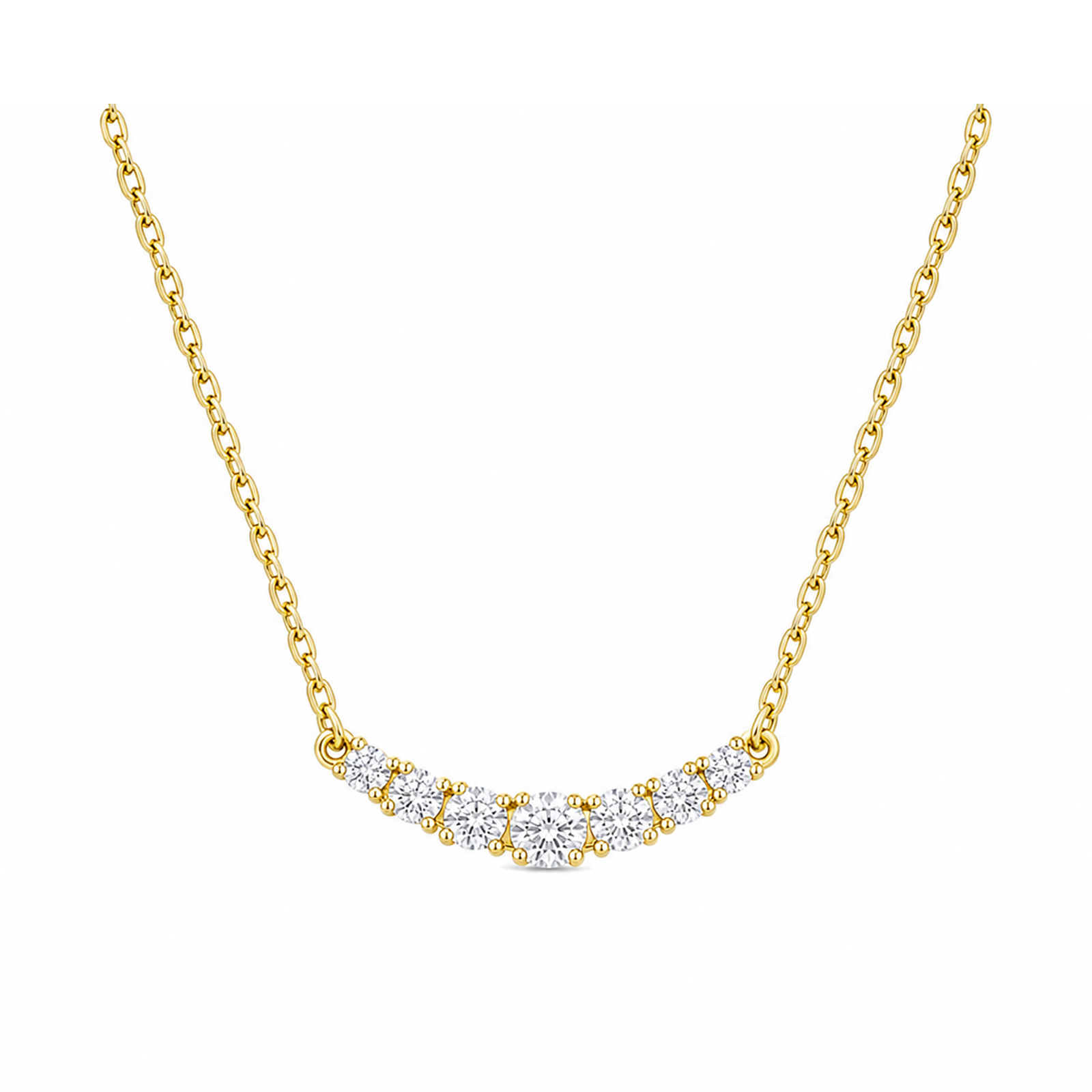 Gemma Graduated Curved Bar Lab Grown Diamond Necklace in 14K Yellow Gold