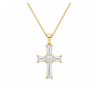 Milena Tapered Baguette Cross Lab Grown Diamond Pendant Necklace in 14K Yellow Gold