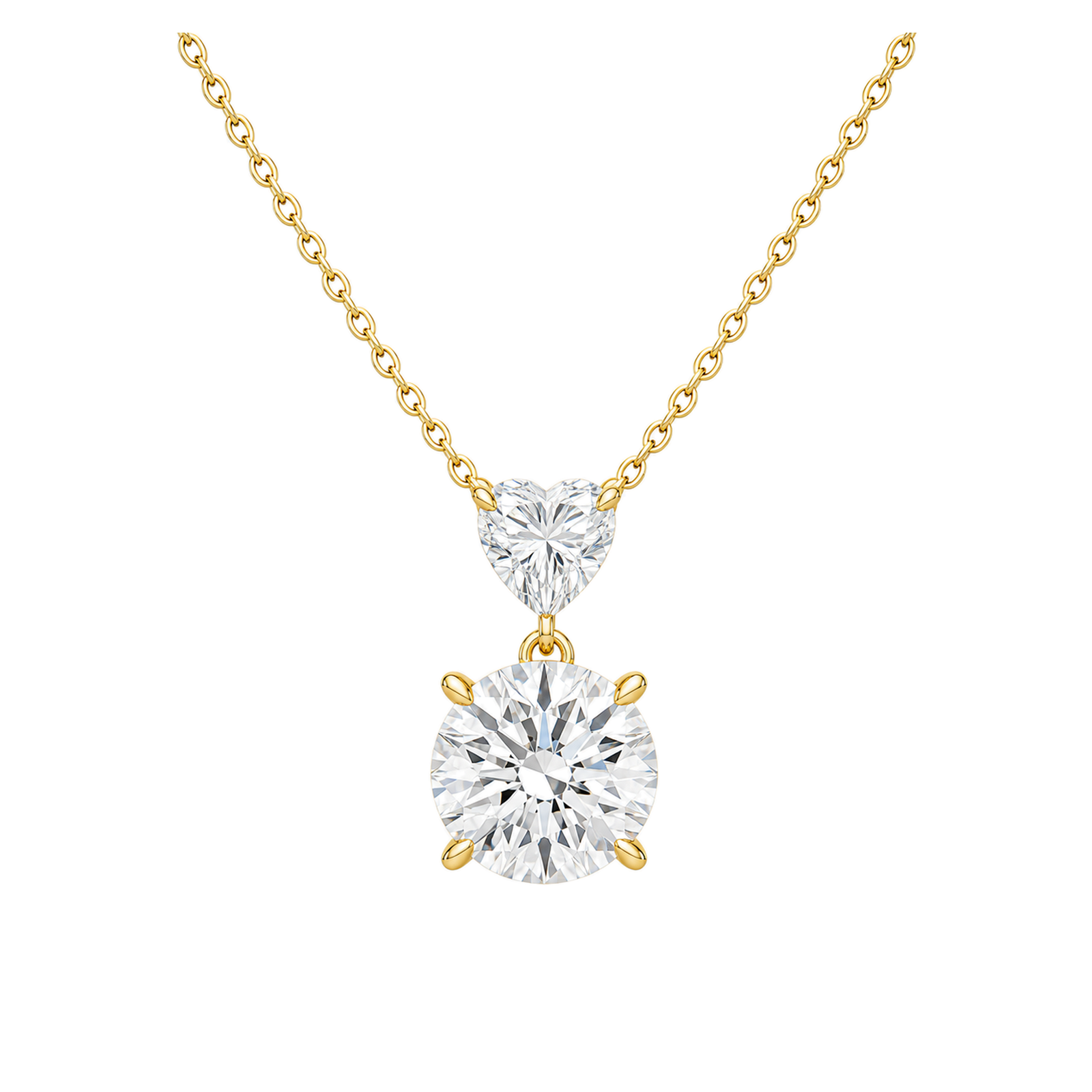 Valora Duo Drop Lab Grown Diamond Necklace in 18K Yellow Gold