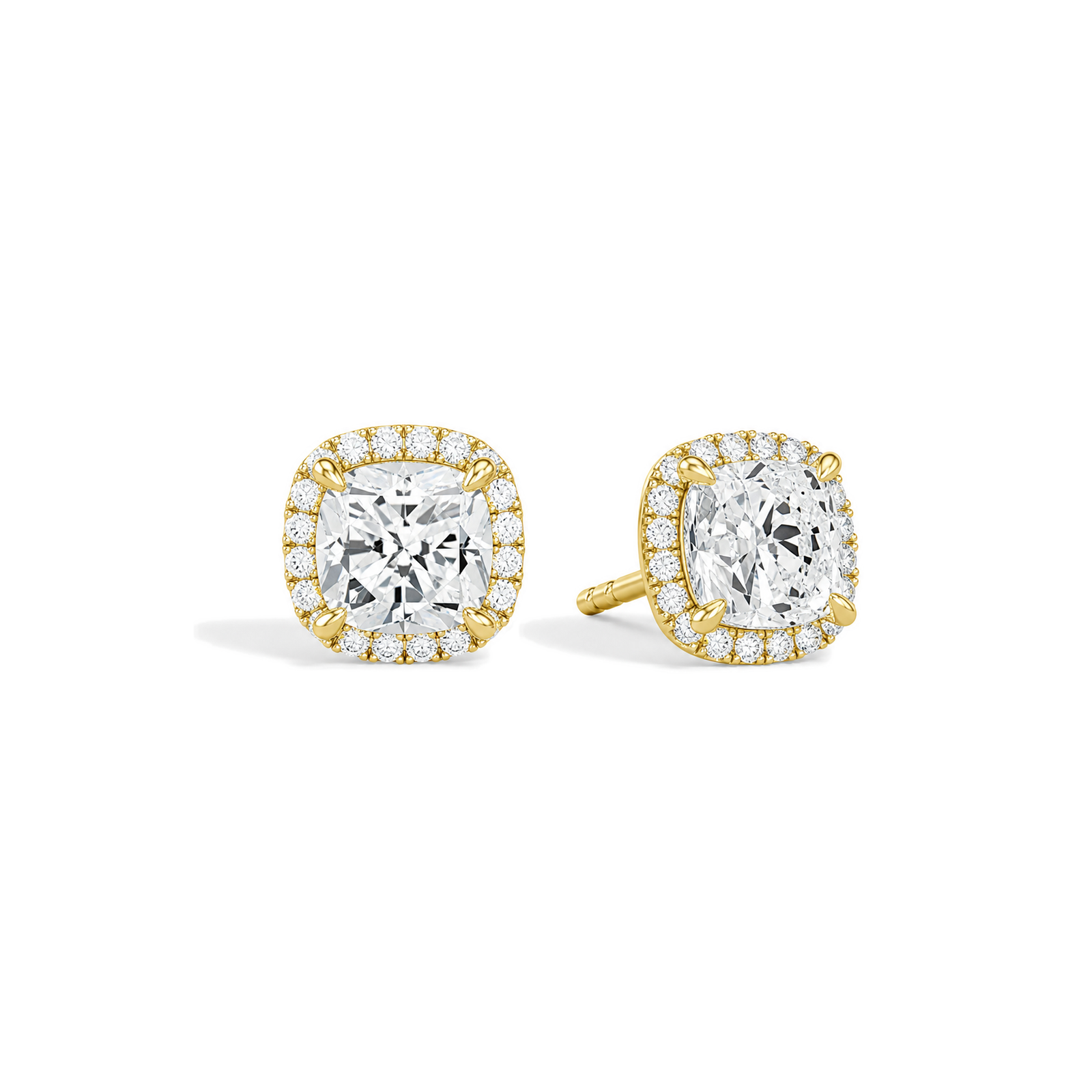 Seren Halo Lab Grown Diamond Stud Earrings in 14K Yellow Gold