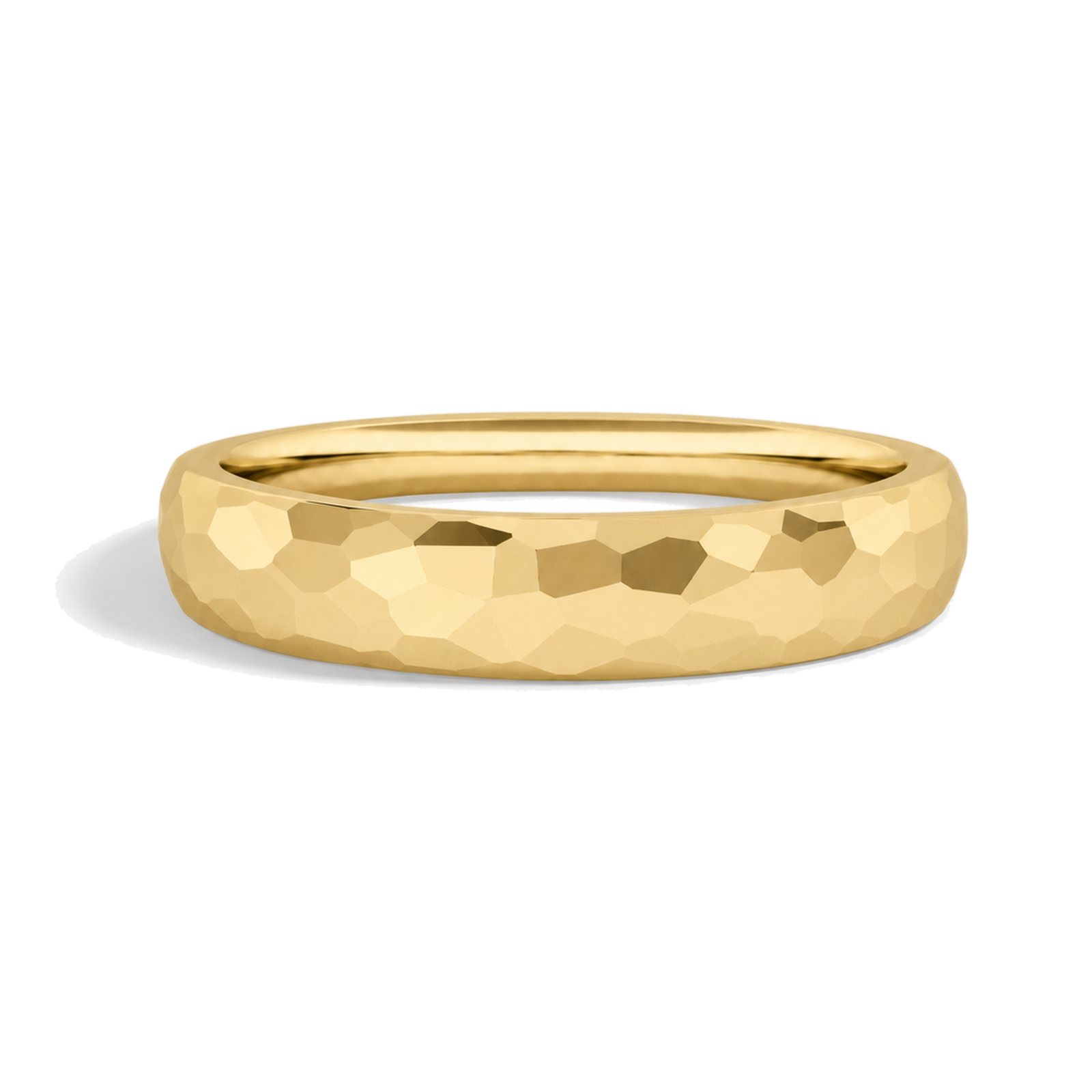 Calista Hammered Comfort Fit Lab Grown Diamond Wedding Band in 18K Yellow Gold