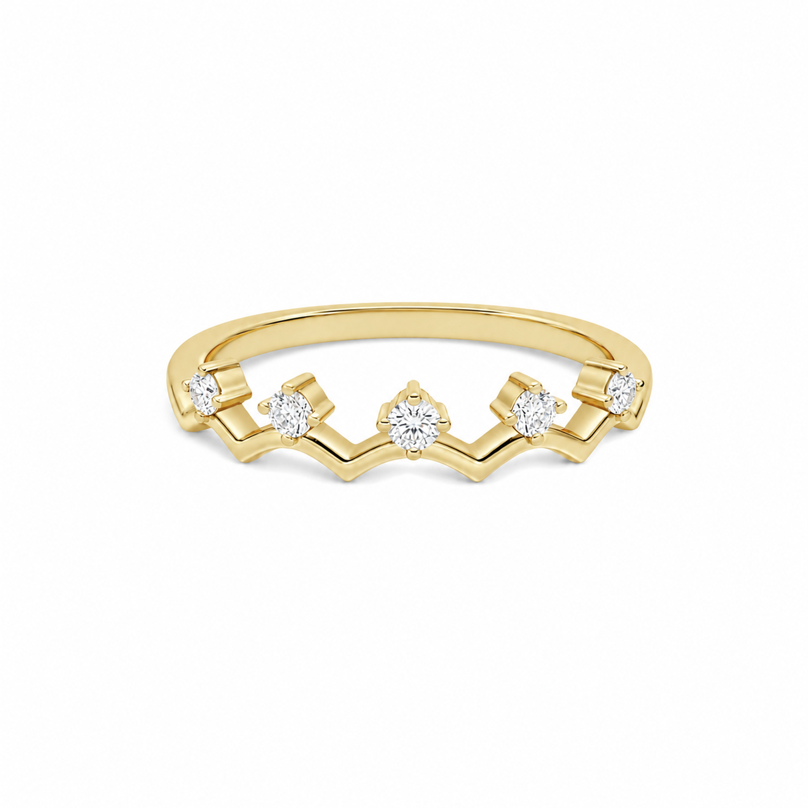 Rhea Crown Stackable Half Eternity Lab Grown Diamond Band in 14K Yellow Gold