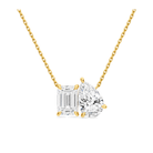 Aviana Emerald & Pear Toi Et Moi Diamond Necklace in 14K Yellow Gold