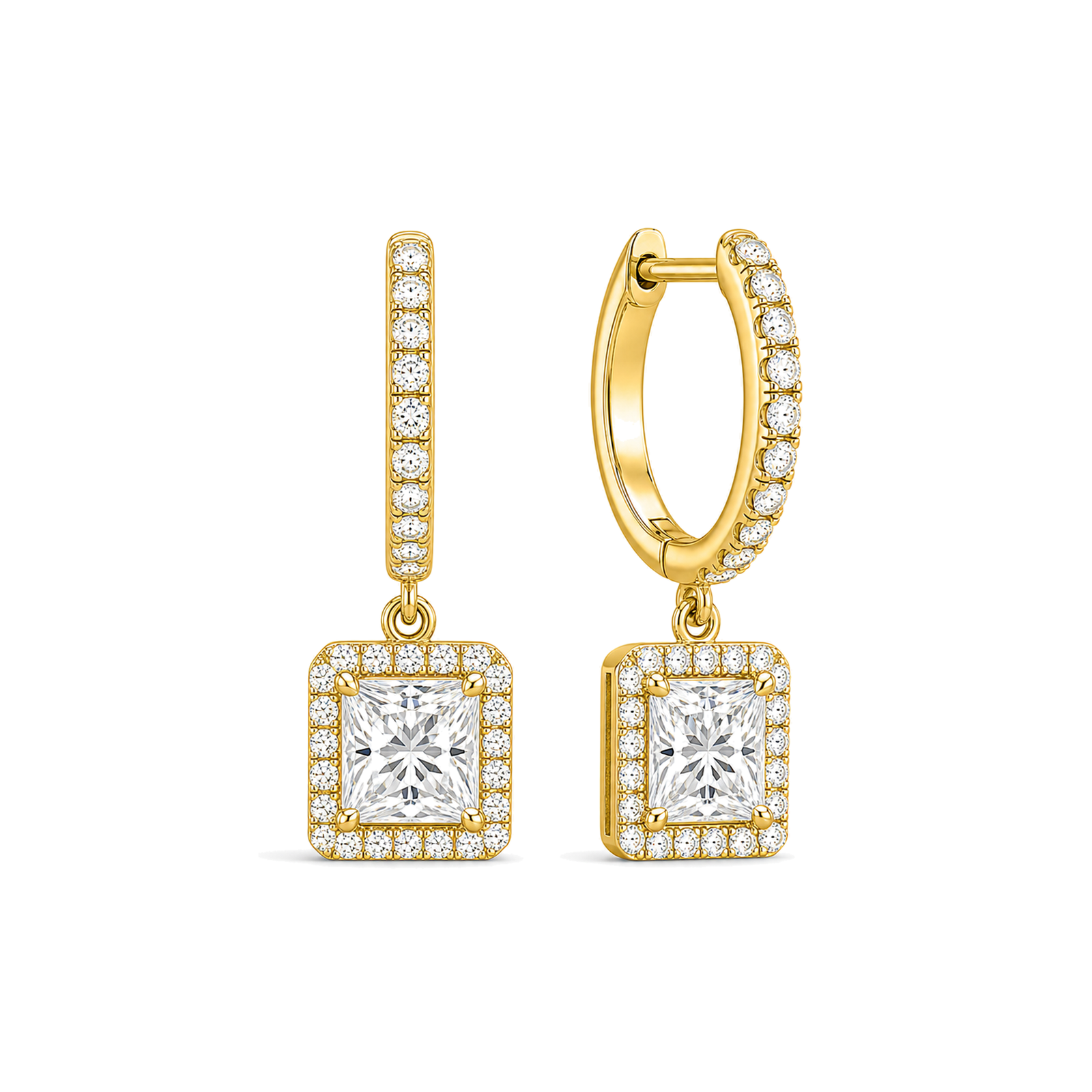Bellamy Luxe Drop Huggie Hoop Lab Grown Diamond Hoop Earrings in 14K Yellow Gold