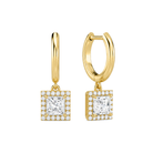 Allegra Halo Drop Huggie Hoop Lab Grown Diamond Hoop Earrings in 18K Yellow Gold