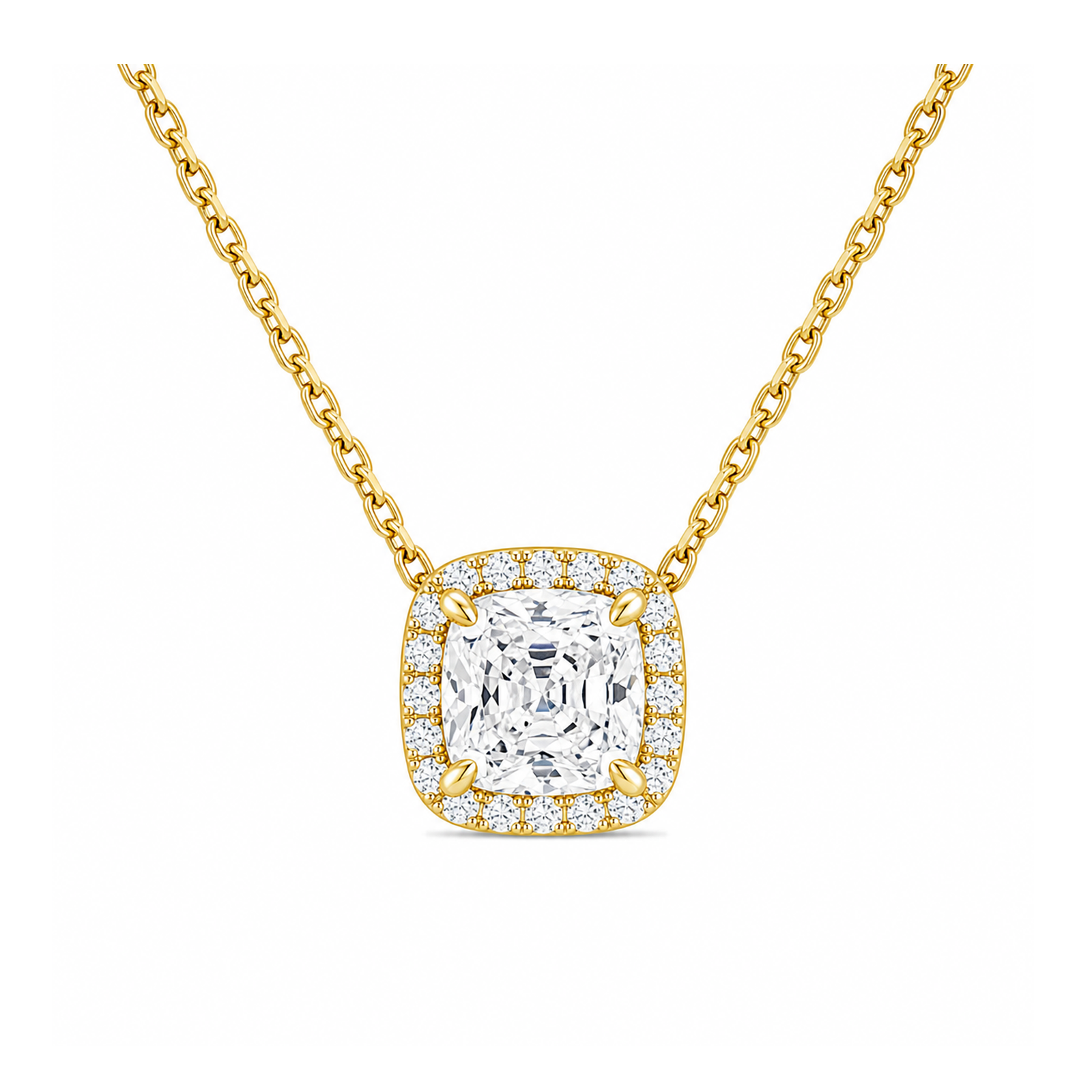 Jessa Halo Lab Grown Diamond Necklace in 14K Yellow Gold